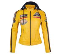 URBAN 5884 Chaqueta de moto para mujer con protectores 58 Ladies, Piel de cordero, Protectores de espalda, hombros y codos, Amarillo, 2XL