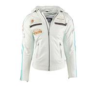 URBAN 5884 Chaqueta de moto para mujer con protectores, de piel de cordero, con protectores de espalda, hombros y codos. | Blanco | 3XL