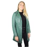 URBAN 5884 JANICE Ladies | Chaqueta de Cuero Mujer |Elegante Chaqueta de Piel de Cordero Suave para Mujeres | Modelo largo | Verde | L