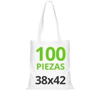 URBAN 5884 Sac en Coton 38x42 cm, Ensemble de Sacs non Imprimés, Poignées Longues, Tissu Résistant, Idéal pour Courses, à Imprimer ou à Peindre, Blanc, 100