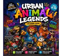 Urban Animal Legends Coloring Book: 50 Fun Graffiti, Skateboarding & Street Art Adventures with Cool Cartoon Animals for Kids Ages 6-10