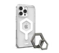 Urban Armor Gear Bundle Funda Plyo MS/Anillo magnético Compatible con Apple iPhone 16 Pro MAX (Carga inalámbrica/magnética Compatible, Funda In orrea) Hielo/Blanco (Titanio)