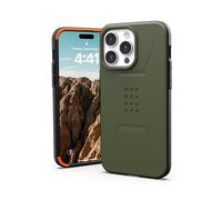 URBAN ARMOR GEAR Civilian Funda Compatible con Apple iPhone 15 Pro MAX (Compatible con Carga inalámbrica/magnética, Funda Móvil Resistente a los Choques, Borde Elevado) Olive Drab