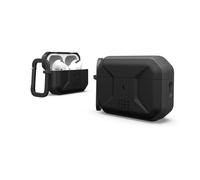 URBAN ARMOR GEAR Funda Civil para Apple AirPods Pro 2022 Cover [Compatible con Carga inalámbrica/LED de Estado Visible, Cubierta del Conector Lightning, mosquetón Desmontable] Negro