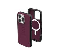Urban Armor Gear Civilian MS Compatible con Apple iPhone 16 Pro Funda (Carga inalámbrica/magnética Compatible, Resistente a caídas, Borde levantado) Rojo (Bordeaux)