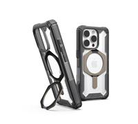 Urban Armor Gear Funda Plasma XTE para Apple iPhone 16 Pro Kickstand Case (Carga inalámbrica/magnética Compatible, Puede Abrir, 6 Metros protección) Ceniza (Transparente) / Titanio
