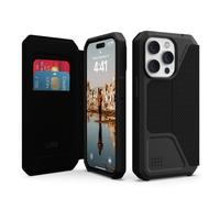 Urban Armor Gear Metropolis Folio Case Compatible Apple iPhone 14 Pro [Carga inalámbrica (Qi) Compatible, Funda con función de Soporte y Ranuras para Tarjetas] Kevlar Negro
