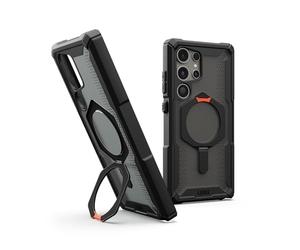 Urban Armor Gear Plasma XTE Case Samsung Galaxy S24 Ultra Kickstand Hoesje [Designed for Samsung gecertificeerd, Draadloos opladen compatibel, Case kan Worden geopend] zwart/Oranje
