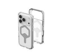 Urban Armor Gear Plyo MS Case Compatible con Apple iPhone 17 Pro Funda (Carga inalámbrica/magnética, Air-Soft Esquinas, Borde Elevado) Hielo (Transparente) / Plata