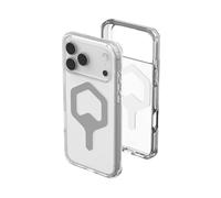 Urban Armor Gear Plyo MS Case Compatible con Apple iPhone 17 Pro MAX Funda (Carga inalámbrica/magnética, Air-Soft Esquinas, Borde Elevado) Hielo (Transparente) / Plata