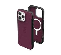Urban Armor Gear Civilian MS Case Compatible con Apple iPhone 16 Pro MAX Case (Carga inalámbrica/magnética Compatible, Funda Resistente a caídas, Borde levantado) Burdeos (Rojo)