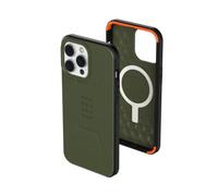 Urban Armor Gear UAG Civilian Case Compatible Apple iPhone 14 Pro MAX [Carga inalámbrica/magnética Compatible, Resistente a los Golpes, Borde Elevado] Oliva