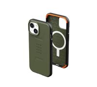 URBAN ARMOR GEAR Civilian Funda compatible con Apple iPhone 15 Plus [Compatible con Carga inalámbrica / magnética, Funda Móvil Resistente a los Choques, Borde Elevado] olive drab