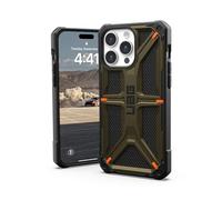 URBAN ARMOR GEAR Monarch Funda Protectora Compatible con Apple iPhone 15 Pro MAX [Carga inalámbrica Compatible, Protección Militar estándar de 5 Capas, Borde Elevado] Kevlar Element Verde