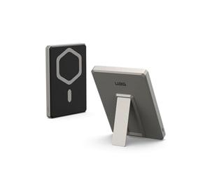 URBAN ARMOR GEAR UAG SRGE - Batería externa de 5000 mAh, 20 W, USB-C, delgado, magnético, inalámbrico, portátil, carga rápida, con soporte, compatible con iPhone 16, Samsung Galaxy S24, titanio