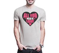 Urban Backwoods All You Need is Love Heart - Camiseta para hombre, gris claro, XS-5XL