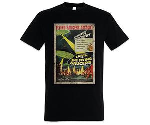 Urban Backwoods Earth Vs. Flying Saucers I Camiseta De Hombre T-Shirt Negro Talla XL