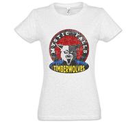 Urban Backwoods Mystic Falls Timberwolves Mujer Girlie Women T-Shirt - Vampire Football Team Diaries Sign Logo Vampire Werewolf Werewolver Horror Creature Tamaños XS - 2XL