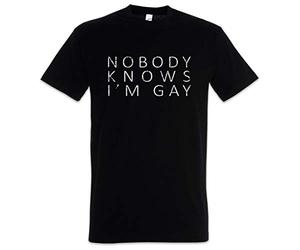 Urban Backwoods Nobody Knows I'm Gay Camiseta De Hombre T-Shirt Negro Talla L