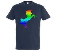 Urban Backwoods Rainbow Unicorn Camiseta De Hombre T-Shirt Azul Talla S