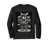 Urban Bunny Streetwear Graphic Rabbit Design Hip Hop Manga Larga