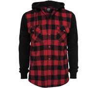 Urban Classics A Cuadros Franela con Capucha Hombre Camisa de Franela Negro/Rojo M