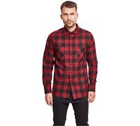 Urban Classics A Cuadros Franela Hombre Camisa de Franela Negro-Blanco 100% algodón Regular