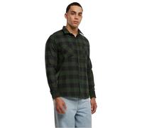 Urban Classics A Cuadros Franela Hombre Camisa de Franela Negro-Blanco 100% algodón Regular