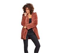 URBAN CLASSICS Abrigo de Pelo Sintético para Mujer con Capucha Grande, Chaqueta con Bolsillos Laterales y Cierre de Ojal, Talla XL darkrose