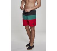 Urban Classics Bañador Colour Block Rojo Fuego/Negro/Verde L