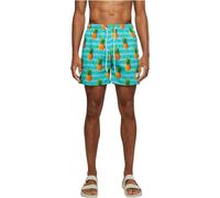 URBAN CLASSICS Bañador Hombre Bermudas Cortos, Shorts de Baño para Natación, Secado Rápido para Vacaciones, Color: pineapple aop, Talla: S