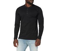 Urban Classics Basic Henley L/S Tee, Sudadera Hombre, Negro (Black), M