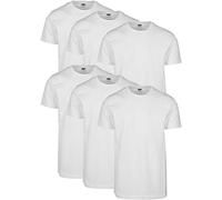 Urban Classics Basic Tee 6-pack, Juego de 6 Camisetas para Hombre de Manga Corta, Camisetas de Algodón y Cuello Redondo, Blanco (Wht/Wht/Wht/Wht/Wht/Wht), S