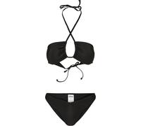 URBAN CLASSICS Biquini Para Mujer, Bañador De Dos Piezas, Tiras Cruzadas, Corte De Pierna Alta, Talla L, Negro