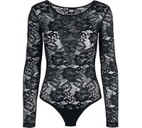 Urban Classics Body mujer encaje manga larga Mujer Body Negro S 95% poliamida, 5% elastán