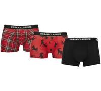 Urban Classics Boxershort Boxer Shorts 3-Pack Red Plaid Aop+Moose Aop+Black S