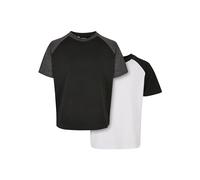 Urban Classics Boys Raglan Contrast-Juego de 2 té Camiseta, Blanco, Negro y Negro, 146-152 cm para Niños