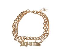 URBAN CLASSICS Brazalete Hombre Mujer con Signo Zodiacal, Doble Cadena, Zodiaco en Metal y Colgante con Brillantes, 12 Variantes, Talla 22 cm o 25 cm