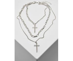 Urban Classics Cadena de capas Cruz collar de plata
