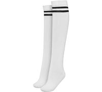 URBAN CLASSICS Calcetines hasta la Rodilla para Mujer, Medias Estilo Old School College con Rayas, Color Blanco/Negro, Talla 40-42