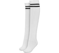 URBAN CLASSICS Calcetines hasta la Rodilla para Mujer, Medias Estilo Old School College con Rayas, Color Blanco/Negro, Talla 36-39