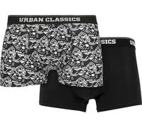 Urban Classics Calzoncillos bóxer ecológicos 2-Pack Detail AOP/Negro 3XL