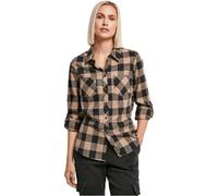 Urban Classics Camiseta de Franela para Mujer Turnup Checked Camisa, Negro/SofttTaupe, L