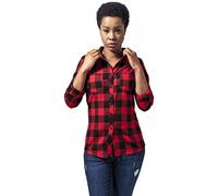 Urban Classics Camisa a Cuadros Mujer Turnup Mujer Camisa de Franela Negro/Rojo 100% algodón Regular
