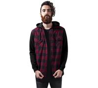 Urban Classics Camiseta de Manga Corta para Hombre con Capucha y Franela, Multicolor Blk/Burgundy/Blk 798, M
