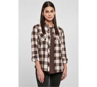 Urban Classics Camisa Damas Camisa Damas Turnup Checked Flannel Rosa/Marrón 3XL