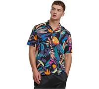 Urban Classics Camisa de Hombre Viscose AOP Resort Camiseta, Camisa Informal para Hombre, con Estampado Floral, Disponible en Muchos Colores, Tallas XS-5XL, Blackfruity, L