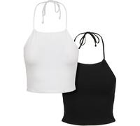 Urban Classics Camisa Femenina Damas Cropped Neckholder Top 2-Pack Black/White XL