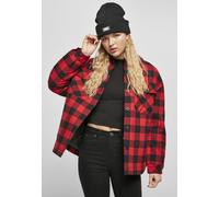 Urban Classics Camisa Femenina Damas Franela Acolchada Overshirt Negro/Rojo 4XL