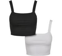 Urban Classics Camisa Femenina Señoras Cropped Top 2-Pack Negro/White XXL